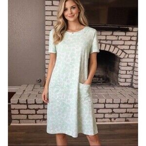 Persifor Carter Cabana XS Short Sleeve Shirt Mint Green Patterned Shift Dress
